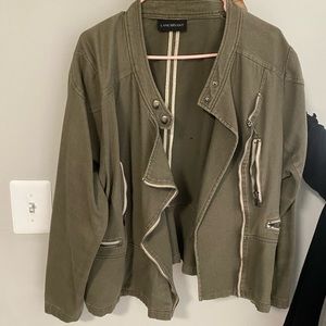 Denim jacket. Olive color